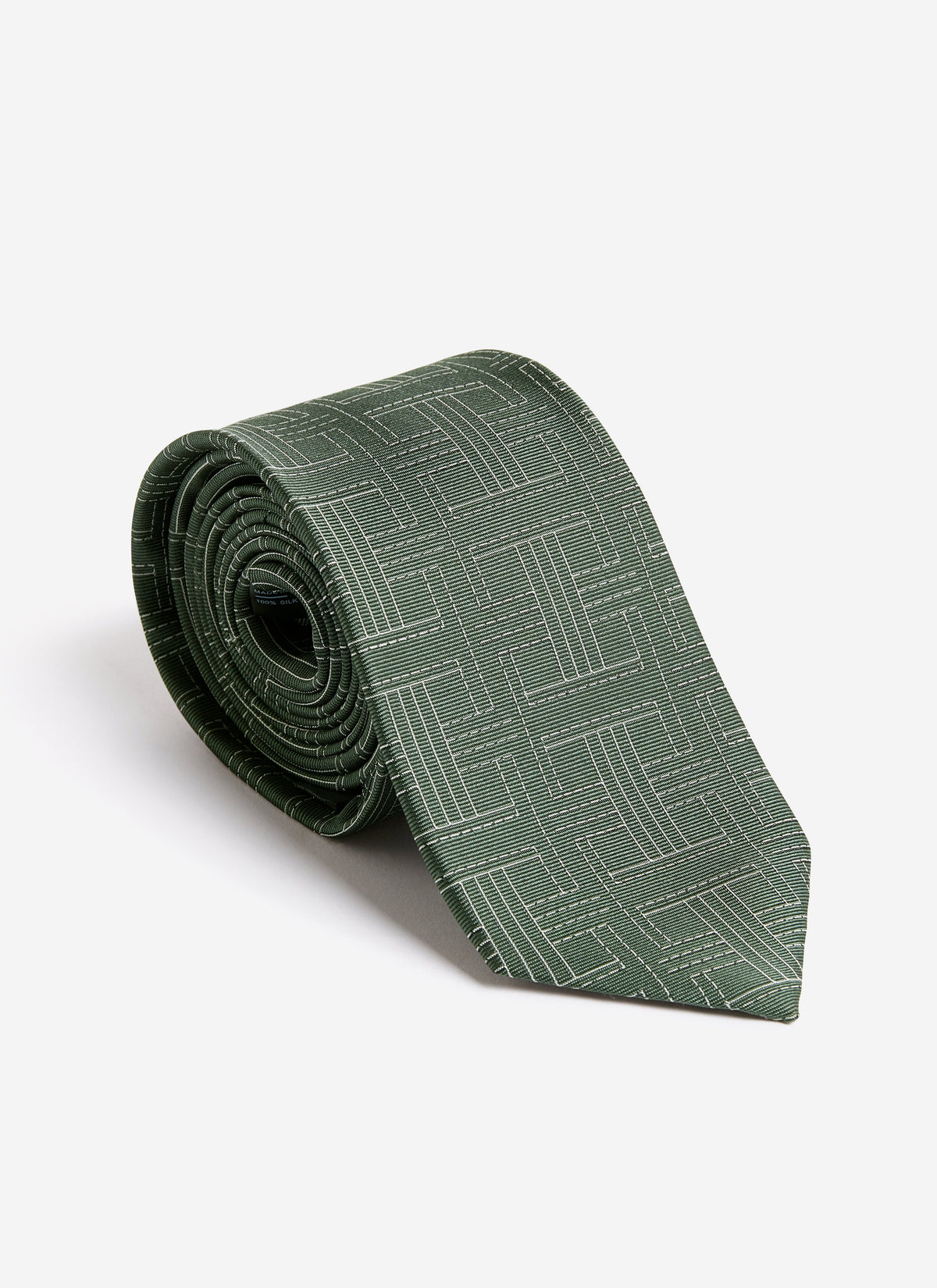Men's Silk Tie - Sashiko Textured Weave - Forest Green