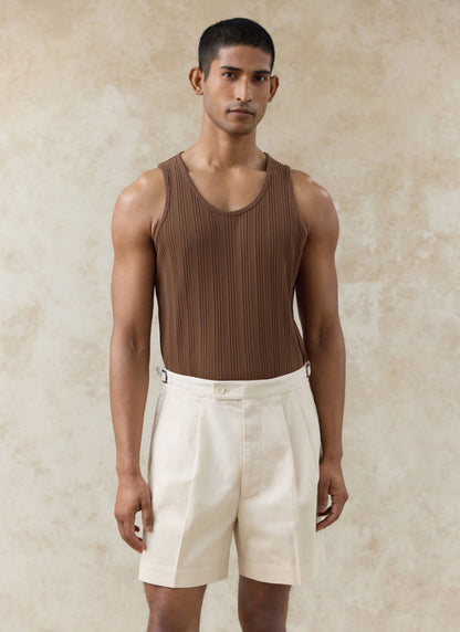 Men's Leon Ribbed Vest - Brown - Organic Cotton