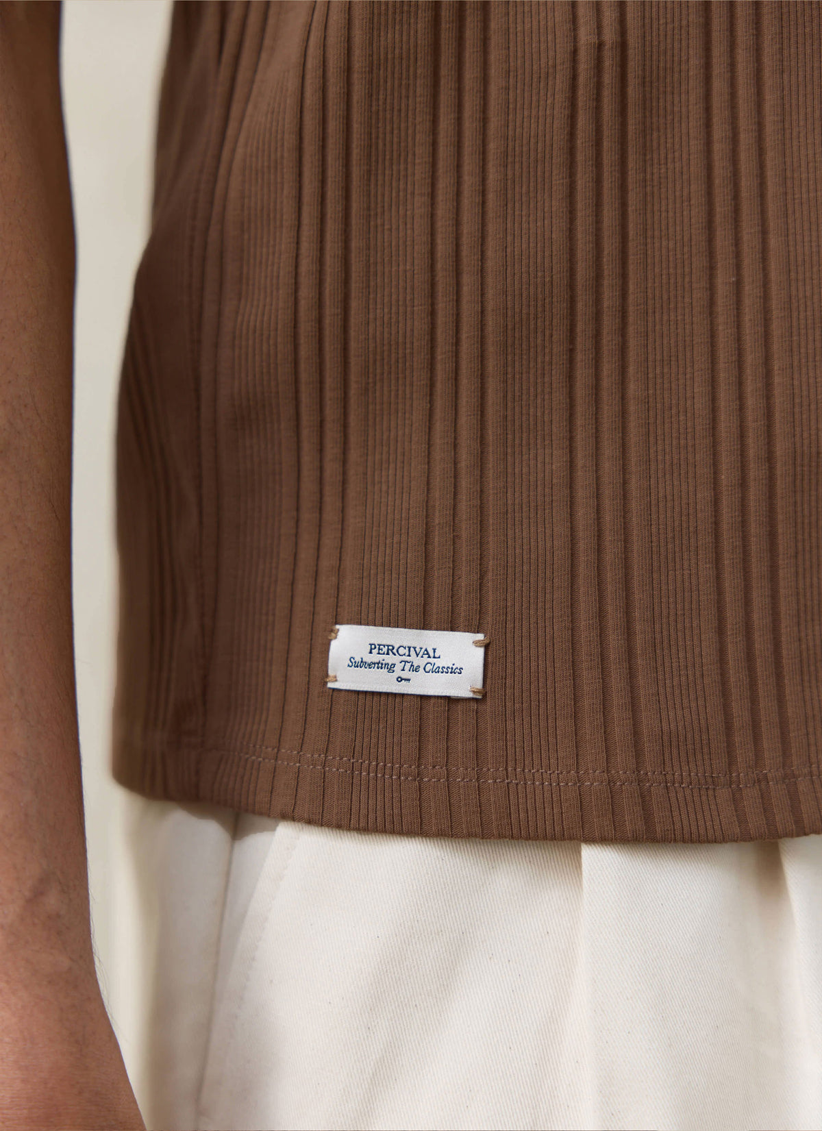 Men's Leon Ribbed Vest - Brown - Organic Cotton